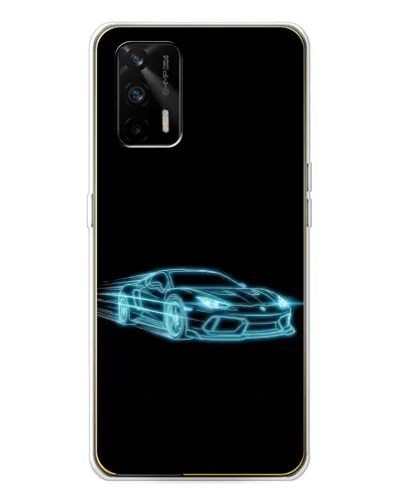 Чехол для Realme GT 5G с картинкой «Неоновый контур Lamborghini»