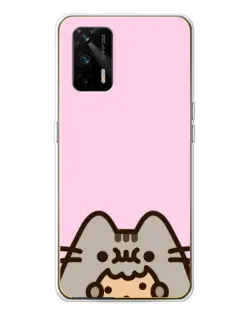 Чехол для Realme GT 5G с картинкой «Pusheen и печенье»