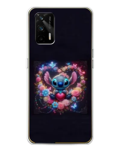 Чехол для Realme GT 5G с картинкой «Stitch в цветах»