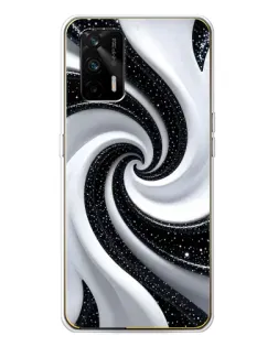Чехол для Realme GT 5G с картинкой «Черно-белая спираль»