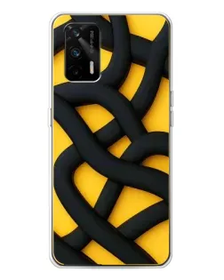 Чехол для Realme GT 5G с картинкой «Черное желтое переплетение»