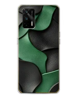 Чехол для Realme GT 5G с картинкой «Зеленые кожаные волны»