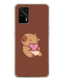 Чехол для Realme GT 5G с картинкой «Капибара с сердцем»