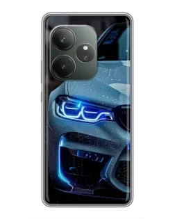 Чехол для Realme GT 6T с картинкой «Взгляд BMW с синими фарами»
