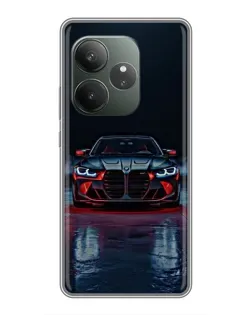 Чехол для Realme GT 6T с картинкой «BMW на мокрой дороге»