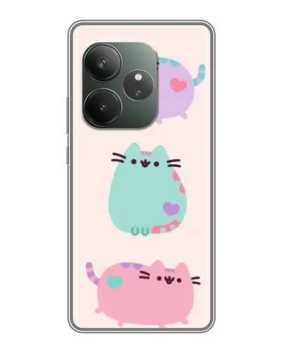 Чехол для Realme GT 6T с картинкой «Pusheen трио»