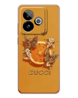 Чехол для Realme GT 7 с картинкой «Gucci — золотые бабочки»