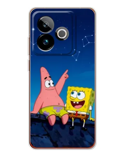 Чехол для Realme GT 7 с картинкой «Губка Боб и Патрик ночью»