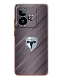 Чехол для Realme GT 7 с картинкой «Металлическая текстура Tesla»