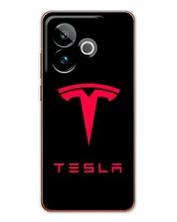 Чехол для Realme GT 7 с картинкой «Tesla Red Logo»