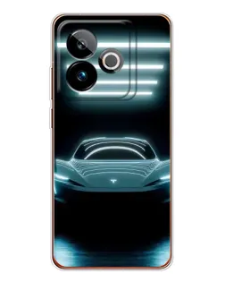 Чехол для Realme GT 7 с картинкой «Tesla в неоне»