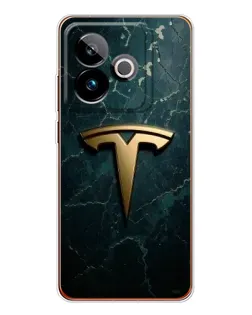 Чехол для Realme GT 7 с картинкой «Мраморная Tesla Gold»