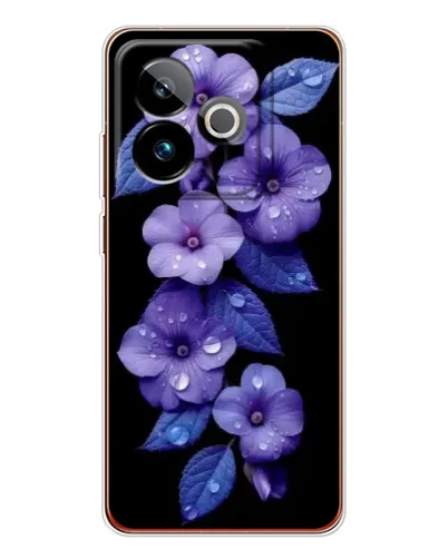 Чехол для Realme GT 7 с картинкой «Фиолетовые цветы с росою»