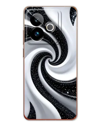 Чехол для Realme GT 7 с картинкой «Черно-белая спираль»