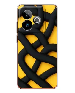 Чехол для Realme GT 7 с картинкой «Черное желтое переплетение»