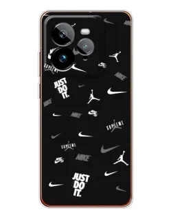 Чехол для Realme GT 7Pro с картинкой «Nike Black Pattern» Чехол для Realme GT 7Pro с картинкой «Nike Black Pattern»