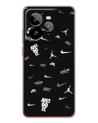 Чехол для Realme GT 7Pro с картинкой «Nike Black Pattern» Чехол для Realme GT 7Pro с картинкой «Nike Black Pattern»