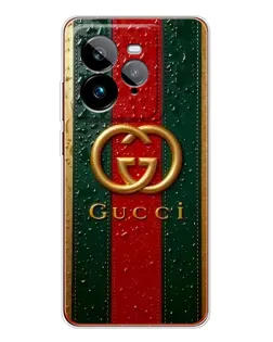 Чехол для Realme GT 7Pro с картинкой «Gucci — фирменная полоса и золото»