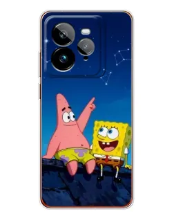 Чехол для Realme GT 7Pro с картинкой «Губка Боб и Патрик ночью»