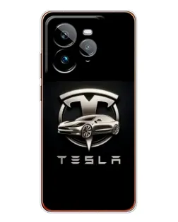 Чехол для Realme GT 7Pro с картинкой «Tesla — серебристое авто» Чехол для Realme GT 7Pro с картинкой «Tesla — серебристое авто»