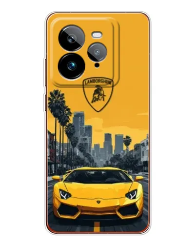 Чехол для Realme GT 7Pro с картинкой «Желтый Lamborghini город»