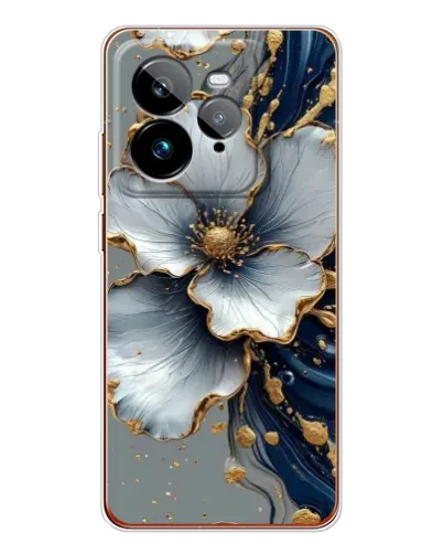Чехол для Realme GT 7Pro с картинкой «Белый цветок и золотой флюид» Чехол для Realme GT 7Pro с картинкой «Белый цветок и золотой флюид»