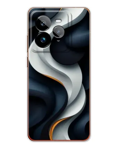 Чехол для Realme GT 7Pro с картинкой «Объемные черно-белые ленты» Чехол для Realme GT 7Pro с картинкой «Объемные черно-белые ленты»
