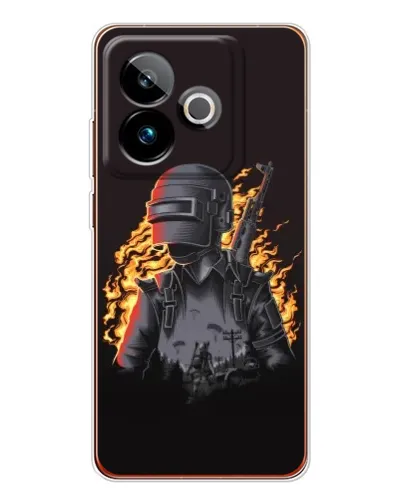 Чехол для Realme GT 7T с картинкой «PUBG — огненный силуэт»