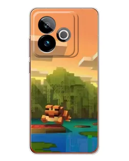 Чехол для Realme GT 7T с картинкой «Майнкрафт закат солнца»