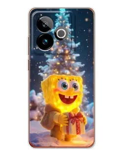 Чехол для Realme GT 7T с картинкой «Рождественский Спанч Боб»