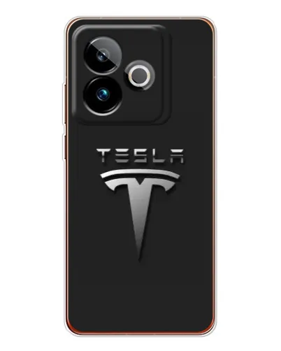 Чехол для Realme GT 7T с картинкой «Стальной логотип Tesla»