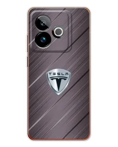 Чехол для Realme GT 7T с картинкой «Металлическая текстура Tesla»