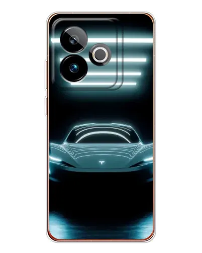 Чехол для Realme GT 7T с картинкой «Tesla в неоне»
