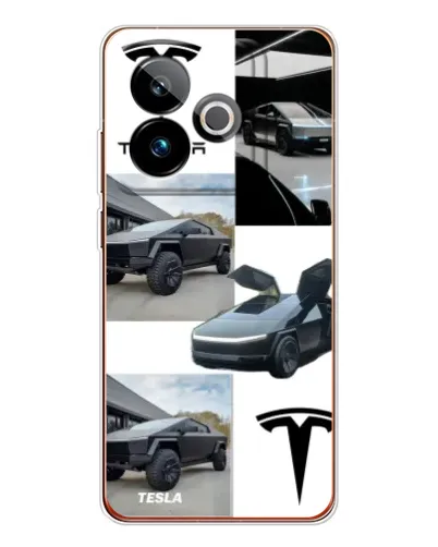 Чехол для Realme GT 7T с картинкой «Коллаж Cybertruck Tesla»