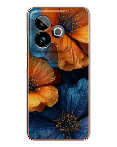 Чехол для Realme GT 7T с картинкой «Яркая сине-оранжевая флора» Чехол для Realme GT 7T с картинкой «Яркая сине-оранжевая флора»