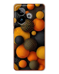 Чехол для Realme GT 7T с картинкой «Объемные оранжевые сферы»