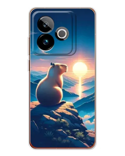 Чехол для Realme GT 7T с картинкой «Закат солнца с капибарой»