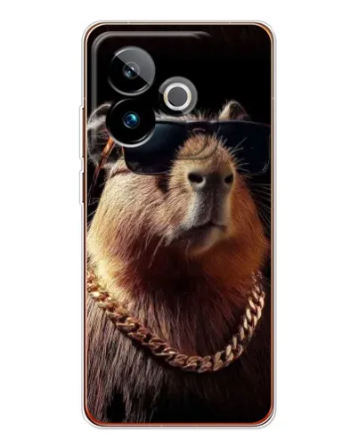 Чехол для Realme GT 7T с картинкой «Капибара золотая цепь»