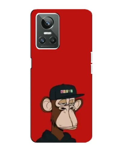 Чехол для Realme GT Neo 3 с картинкой «Bored Ape — красный фон»