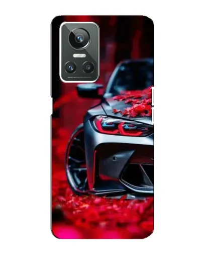 Чехол для Realme GT Neo 3 с картинкой «Спортивная BMW и цветы»