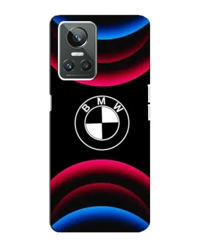 Чехол для Realme GT Neo 3 с картинкой «Логотип BMW и неоновые дуги»