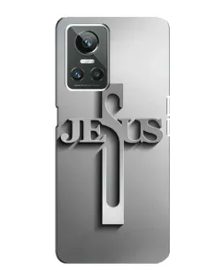 Чехол для Realme GT Neo 3 с картинкой «Металлический крест Jesus»