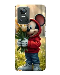 Чехол для Realme GT Neo 3 с картинкой «Микки с тюльпанами»