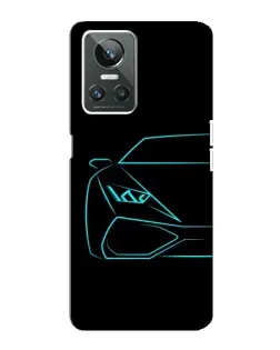 Чехол для Realme GT Neo 3 с картинкой «Голубой силуэт Lamborghini»