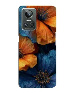 Чехол для Realme GT Neo 3 с картинкой «Яркая сине-оранжевая флора»