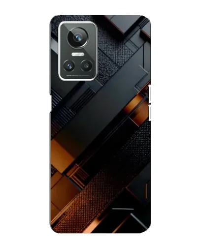 Чехол для Realme GT Neo 3 с картинкой «Черные геометрические блоки»
