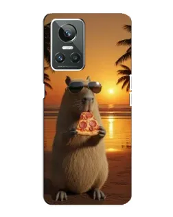 Чехол для Realme GT Neo 3 с картинкой «Капибара с пиццей»