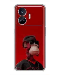 Чехол для Realme GT Neo 5 с картинкой «Bored Ape в красном»