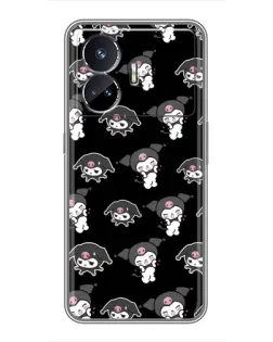 Чехол для Realme GT Neo 5 с картинкой «Черный паттерн Kuromi»