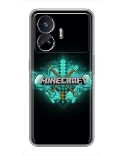 Чехол для Realme GT Neo 5 с картинкой «Minecraft Diamond лого»